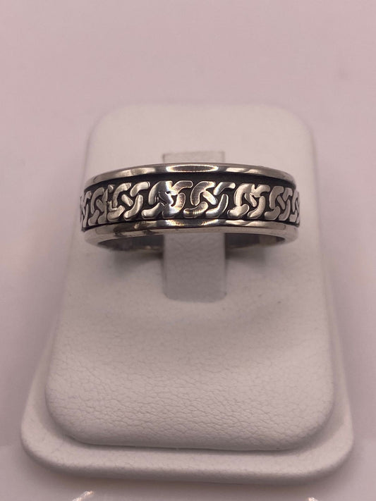 Anillo Giratorio de Plata 925  con Diseño de Cadena