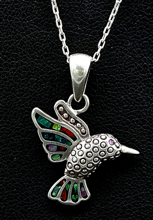 DIJE PLATA LEY 950 COLIBRI OPALO