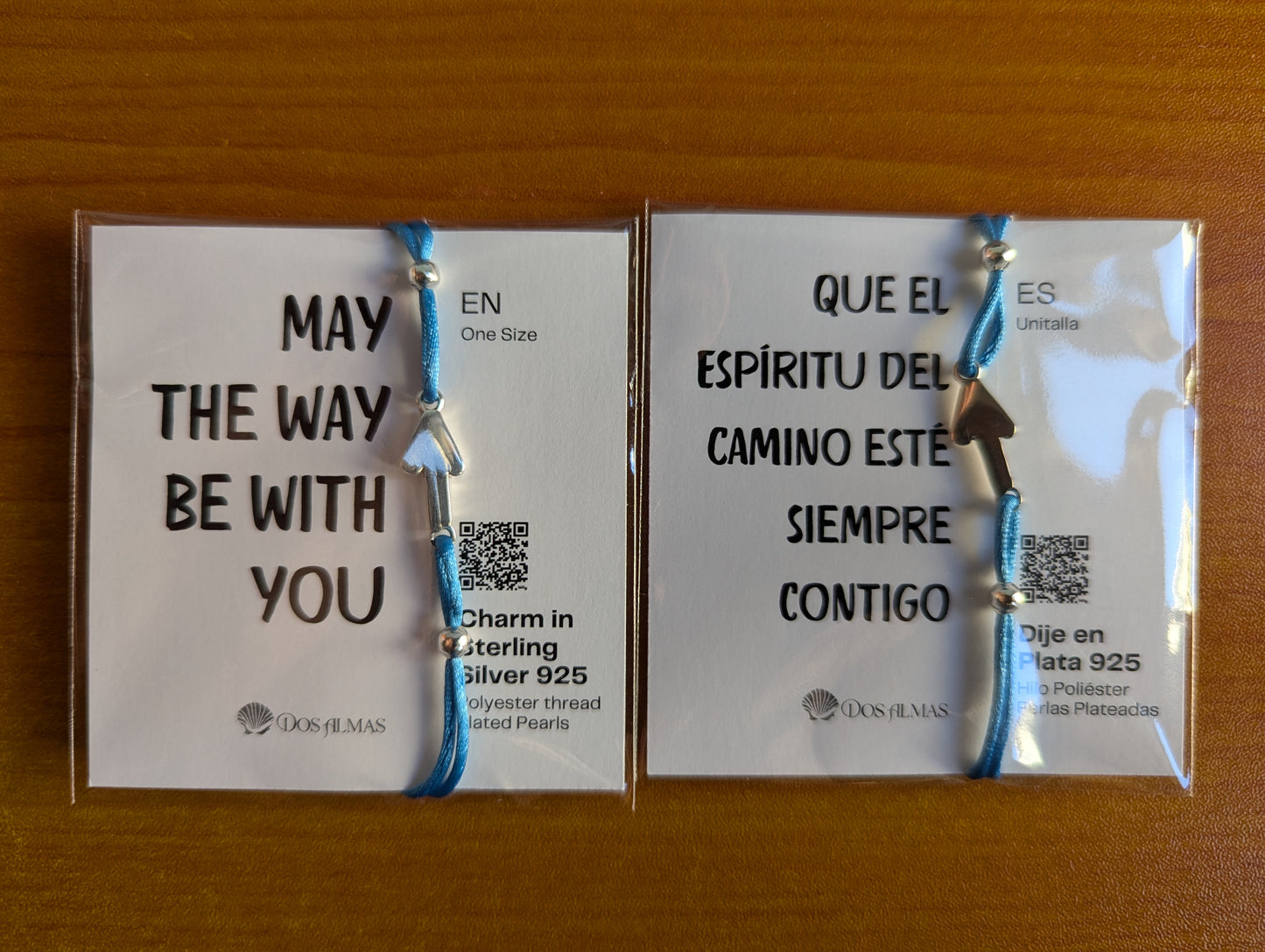 Pulsera Flechas del Camino de Santiago en Plata Ley 925 con Perlas Plateadas