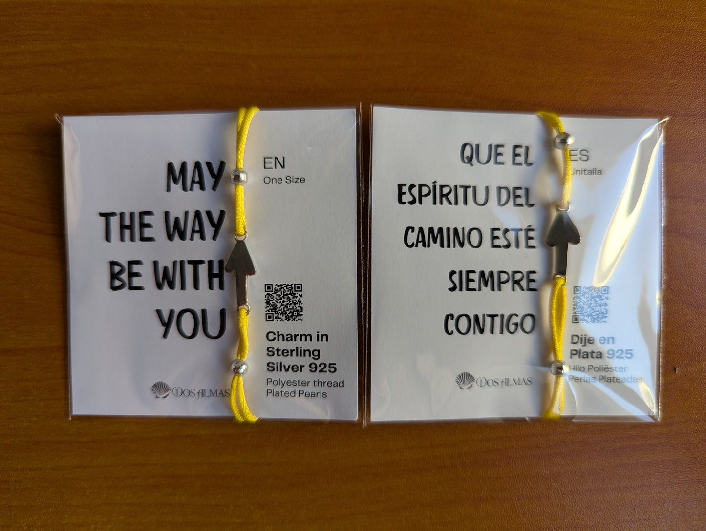 Pulsera Flechas del Camino de Santiago en Plata Ley 925 con Perlas Plateadas
