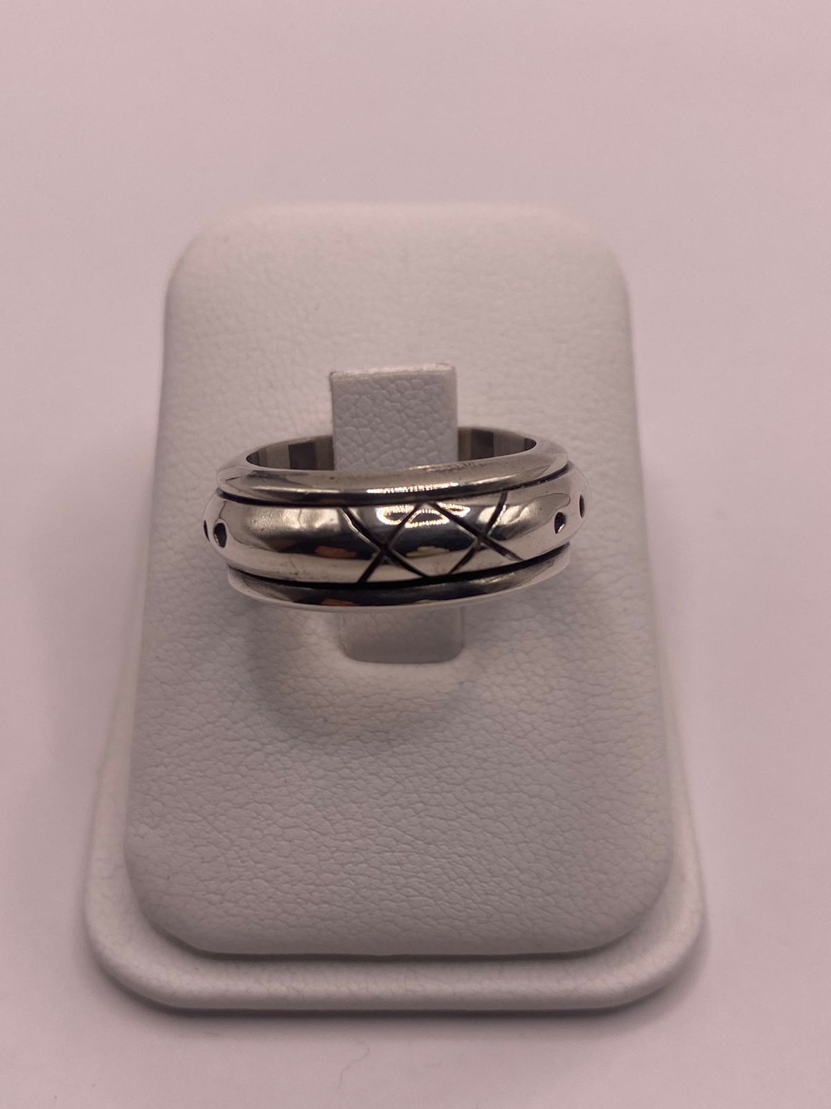 Anillo Giratorio de Plata 925 con Grabado Geométrico