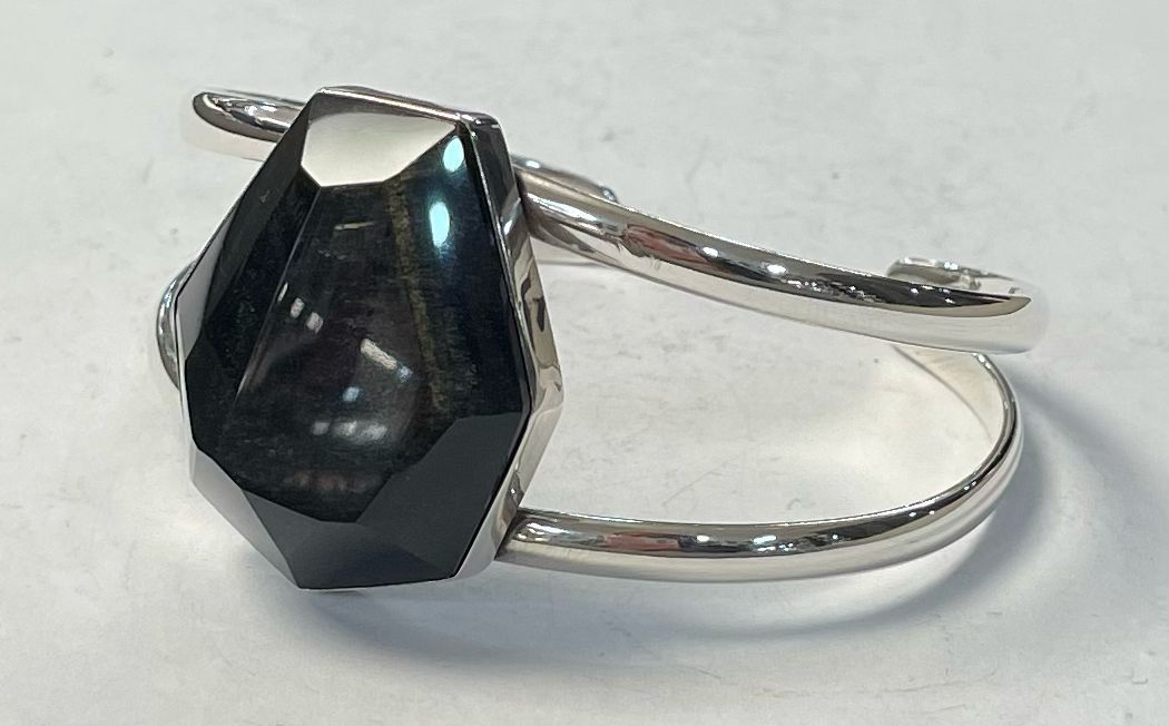 BRAZALETE CON OBXIDIANA  EN PLATA LEY 950