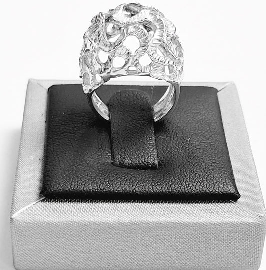 ANILLO DIAMANTADA EN PLATA LEY 925