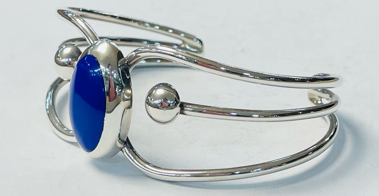 BRAZALETE CON LAPISLAZULI EN PLATA LEY 925