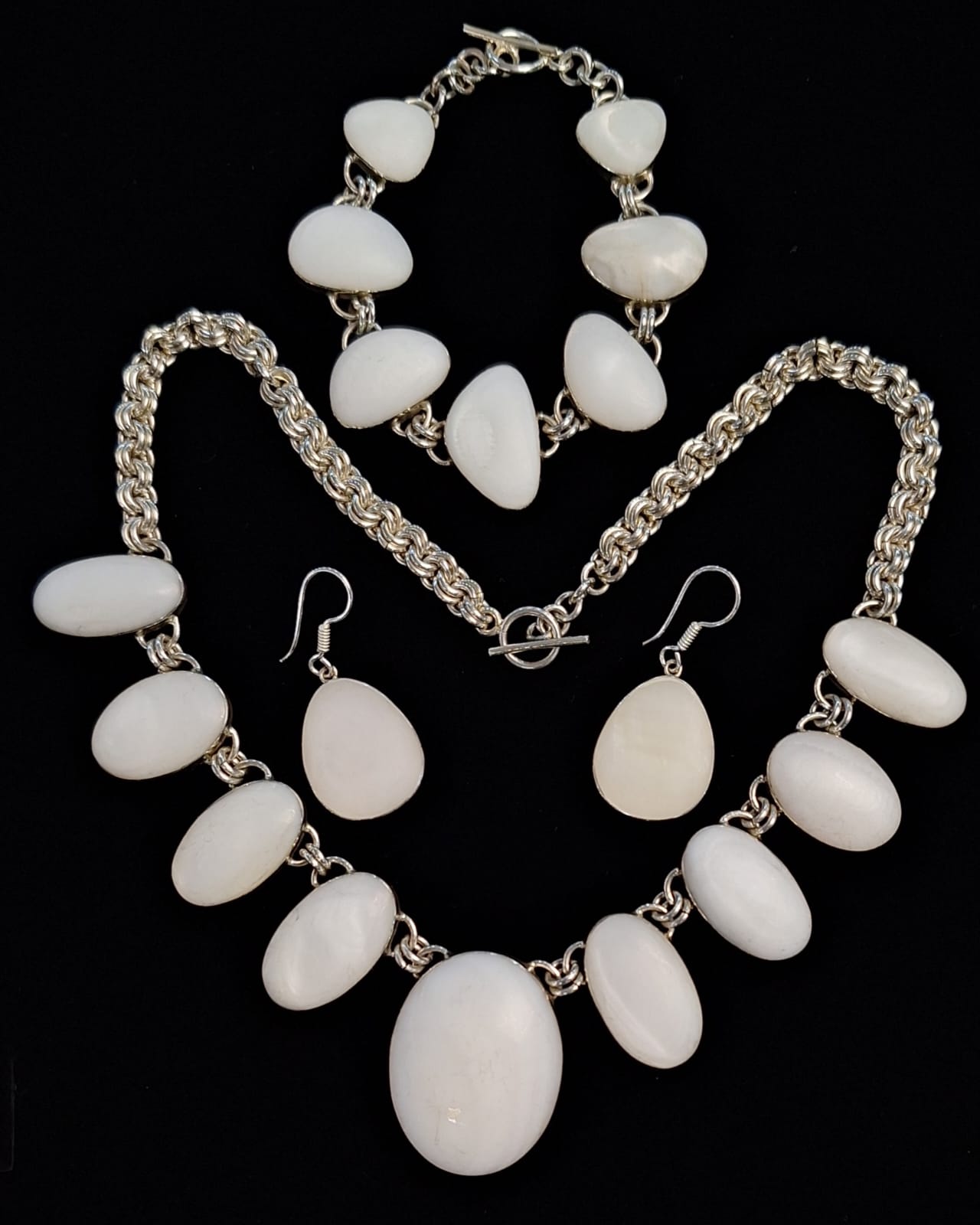SET DE COLLAR CON INCRUSTACIONES DE NÁCAR EN PLATA LEY 950