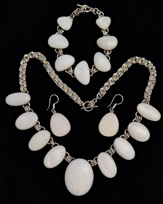 SET DE COLLAR CON INCRUSTACIONES DE NÁCAR EN PLATA LEY 950