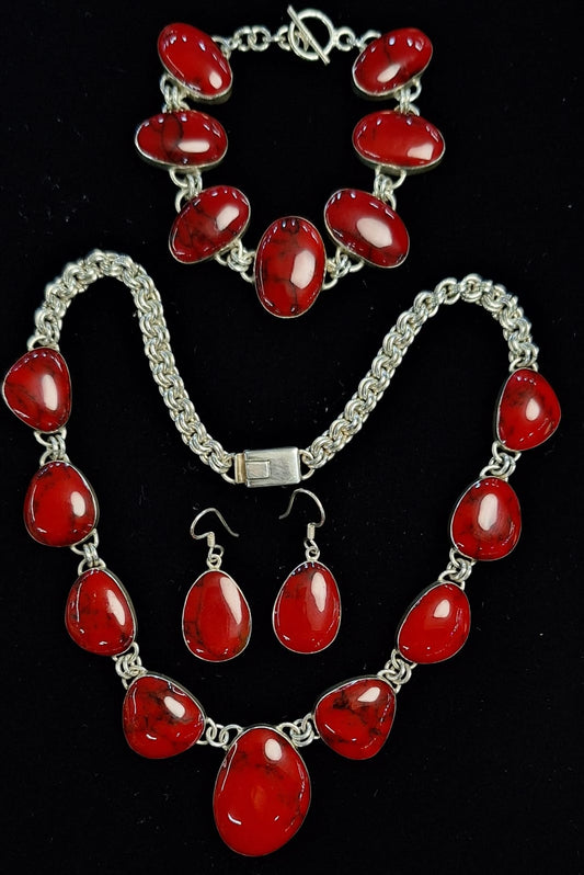 SET DE COLLAR CON INCRUSTACIONES DE PIEDRA EN PLATA LEY 950