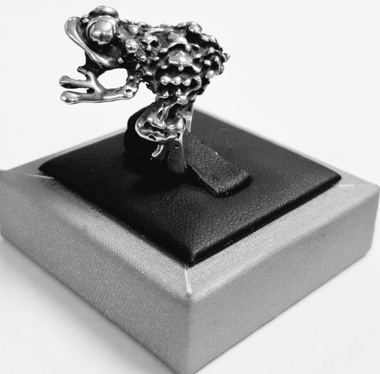 ANILLO RANA EN PLATA LEY 925
