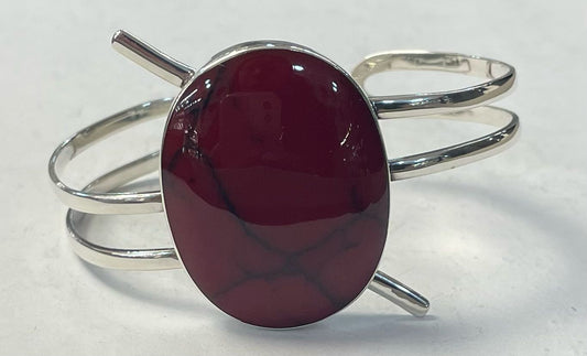 BRAZALETE CON CORAL EN PLATA LEY 925