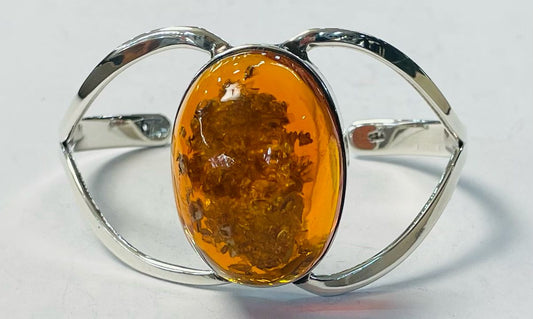 BRAZALETE CON AMBAR EN PLATA LEY 925