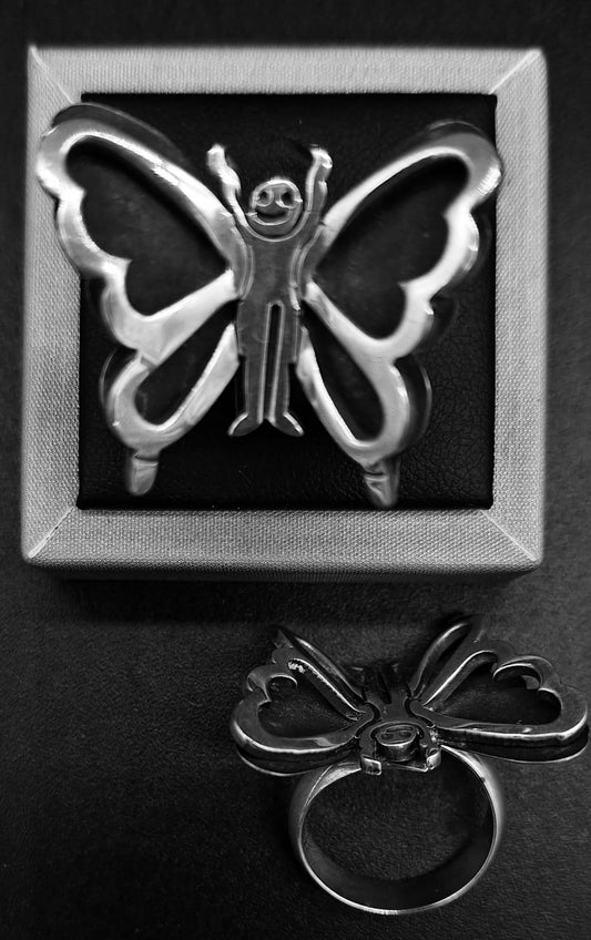 ANILLO PLATA LEY 925, MARIPOSA