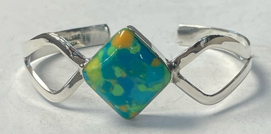 BRAZALETE CON TURQUESA EN PLATA LEY 925