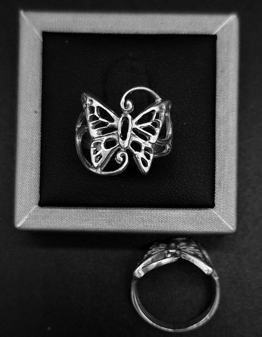 ANILLO PLATA LEY 925, MARIPOSA