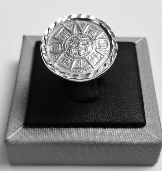 ANILLO AZTECA  EN PLATA LEY 925