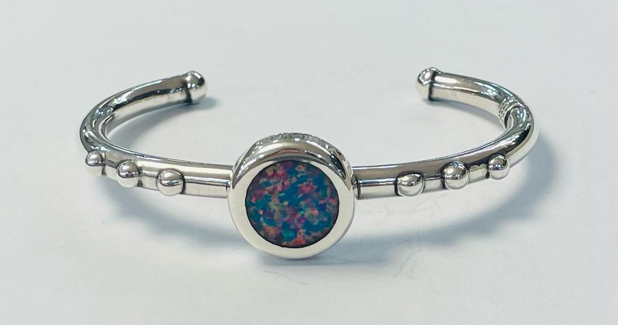 BRAZALETE CON OPALO  EN PLATA LEY 925