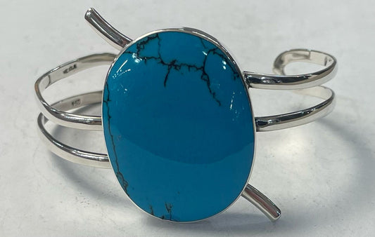 BRAZALETE CON TURQUESA EN PLATA LEY 925