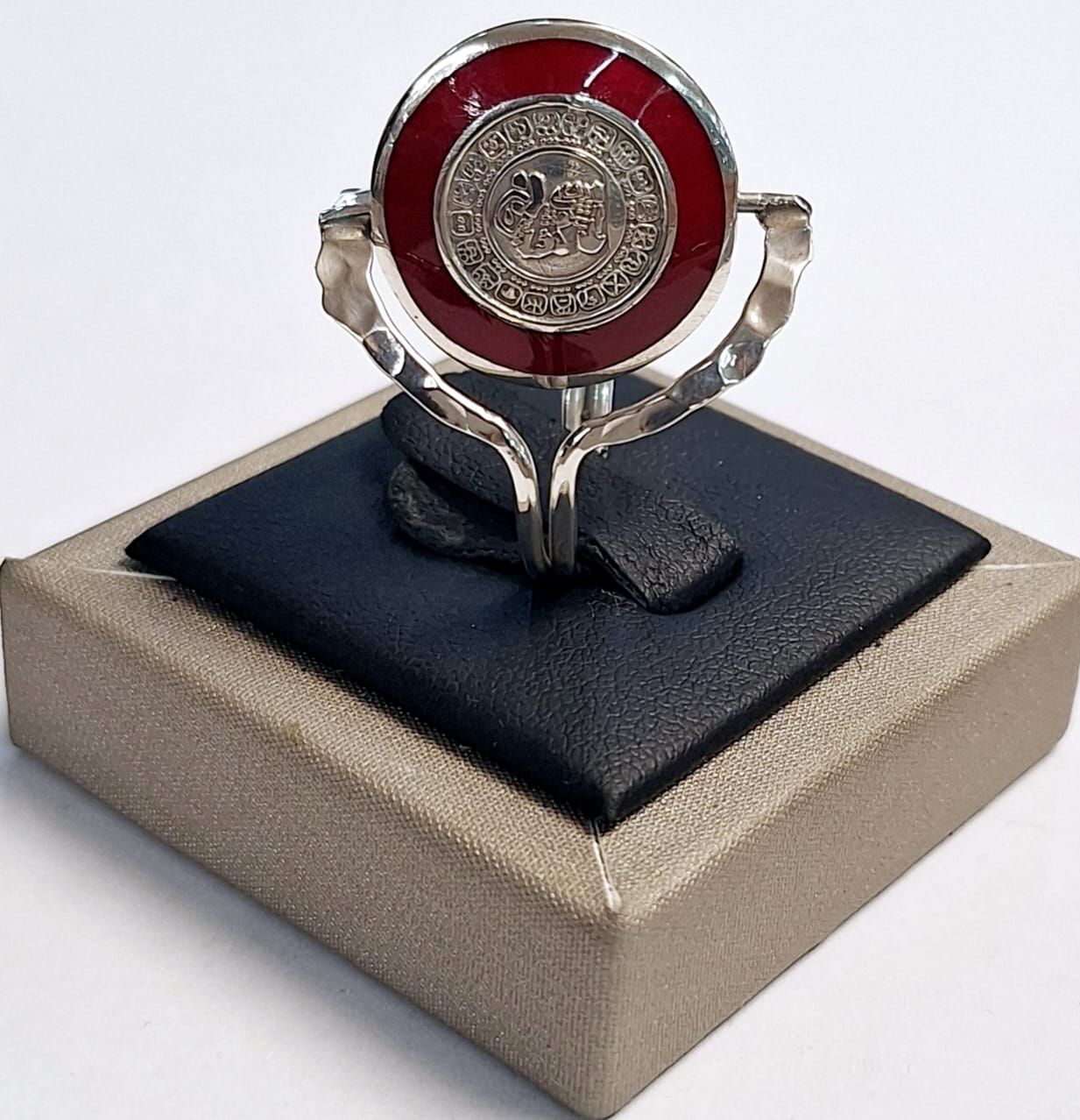 ANILLO DOBLE VISTA CALENDARIO MAYA  EN PLATA LEY 925